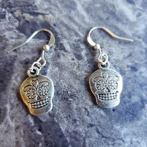 Rockabilly style sugar skull earrings